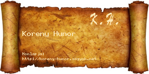 Koreny Hunor névjegykártya